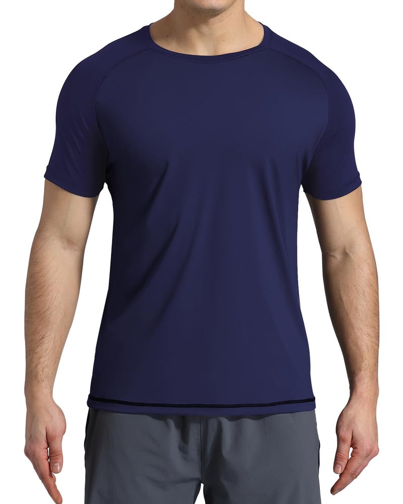 VAYAGER Men's Swim Shirts Rash Guard UPF 50+ T Shirts Quick Dry Loose Fit Water Surfing Shirt(Navy-XL) - Image 2